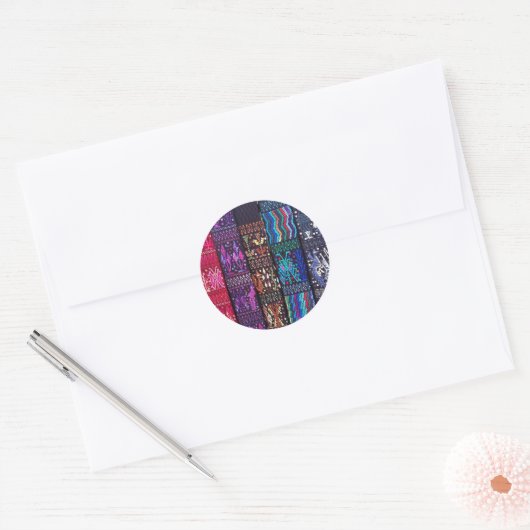 Sticker Rond Dessins textiles guatémaltèques (Enveloppe)