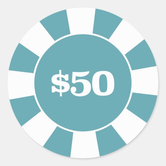 Sticker Rond Dessous de verre de poker 50 bleu (Devant)