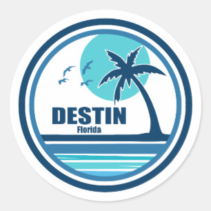 Sticker Rond Destin Florida Palm Tree Birds