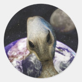 Sticker Rond Destination Alienne : Terre (Devant)