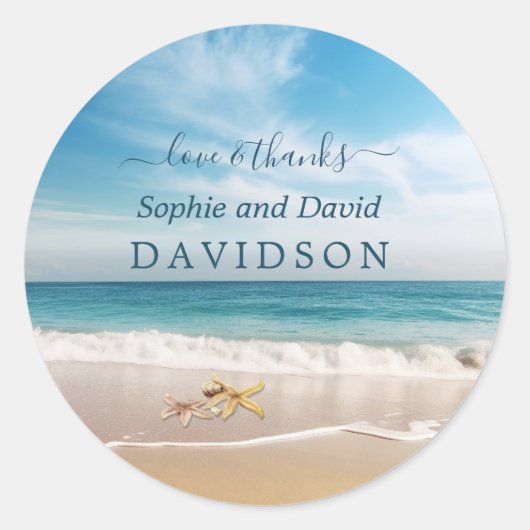 Sticker Rond Destination charmant Kauai Beach Starfish Mariage (Devant)