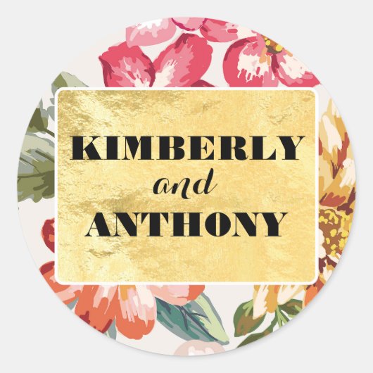 Sticker Rond destination de plage tropicale florale mariage (Devant)