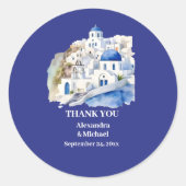 Sticker Rond Destination Grèce Mariage Santorin (Devant)
