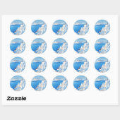 Sticker Rond Destination Grèce Mariage Santorin (Feuille)