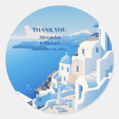 Sticker Rond Destination Grèce Mariage Santorin (Devant)
