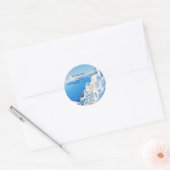 Sticker Rond Destination Grèce Mariage Santorin (Enveloppe)