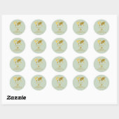 Sticker Rond Destination Mariage Monde Passport Sage Vert Or (Feuille)