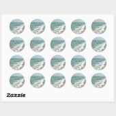 Sticker Rond Destination Mariage Ocean Waves Enveloppe Sceau ou (Feuille)
