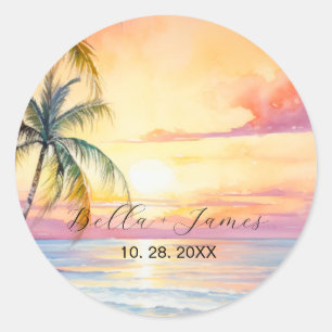 Sticker Rond Destination Sunset Beach Wedding