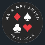 Sticker Rond Destiny Las Vegas Casino Texte Personnalisé À Thèm<br><div class="desc">L'ajout parfait à votre mariage Las Vegas ou à la soirée casino,  ces autocollants ronds peuvent être totalement customisés et sont la touche finale parfaite pour enveloppes,  invitations et faveurs! � 2birdstone 2014</div>