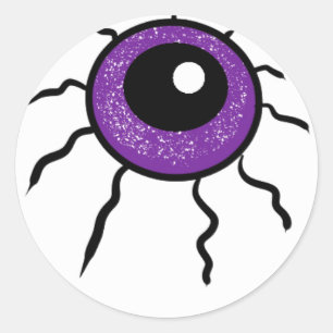 Sticker Rond Détail oculaire d'Halloween, style de dessin animé