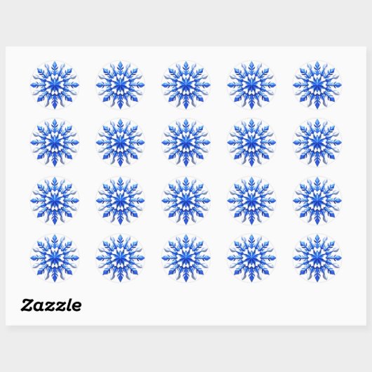 Sticker Rond Detailed Snowflake Design (Feuille)