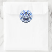 Sticker Rond Detailed White Snowflake Design (Sac)