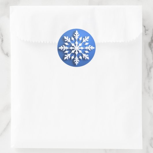 Sticker Rond Detailed White Snowflake Design (Sac)