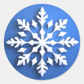 Sticker Rond Detailed White Snowflake Design (Devant)