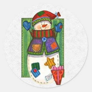 Sticker Rond Détaillant d'enveloppes de Noël