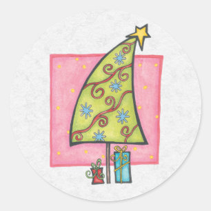 Sticker Rond Détaillant d'enveloppes de Noël