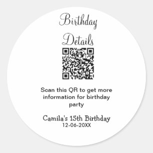 Sticker Rond détails de fête d'anniversaire scan QR moderne 15 