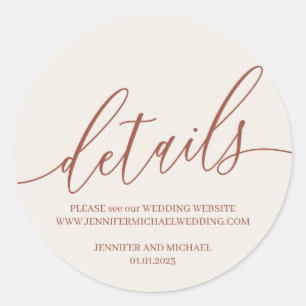 Sticker Rond Détails du concept Terracotta Texte de signature