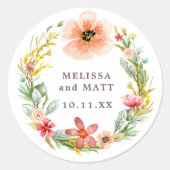 Sticker Rond Détails du Mariage Fleur sauvage de courroie d'aqu (Devant)