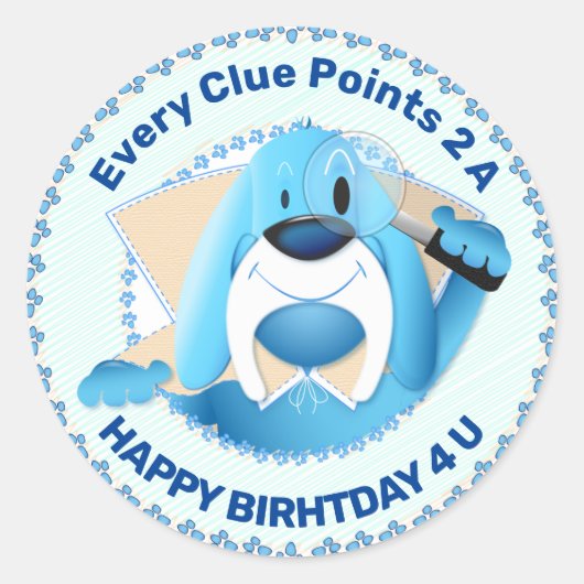 Sticker Rond Détecteur de dessin intelligent de chien à tête bl (Devant)