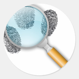 Sticker Rond Détective Trouver Doigts Empreintes Mystères