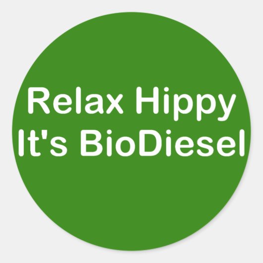 Sticker Rond Détendez Hippy C'est BioDiesel (Devant)