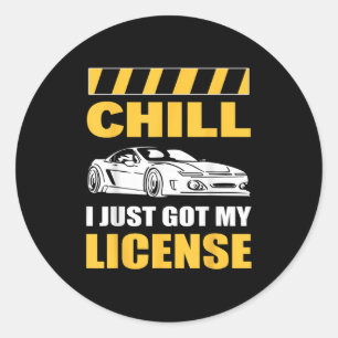 Sticker Rond Détends-toi, je viens d'obtenir mon permis Nouveau