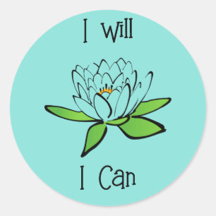 Sticker Rond Détermination Lotus Flower Je le peux