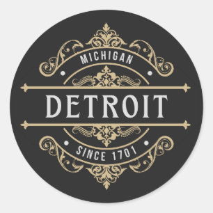Sticker Rond Detroit Michigan Depuis 1701