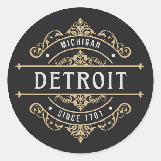 Sticker Rond Detroit Michigan Depuis 1701 (Devant)