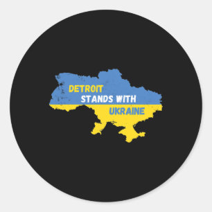 Sticker Rond Détroit Michigan soutient l'Ukraine