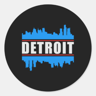 Sticker Rond Detroit USA City Skyline Skyline Trip Drôle cadeau