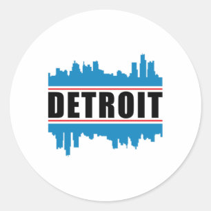 Sticker Rond Detroit USA City Ville Skyline Drôle idée cadeau