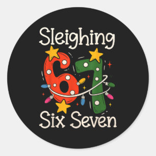 Sticker Rond Détrônant Six Seven 67 Mème Noël Gen Z Alpha