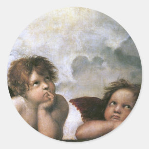 Sticker Rond Deux Anges, Raphael Vintage Fine Art