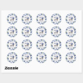 Sticker Rond Deux anniversaire de enfant de bleuets doux (Feuille)