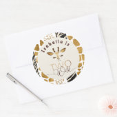 Sticker Rond Deux anniversaire de girafe à impression d'animal (Enveloppe)