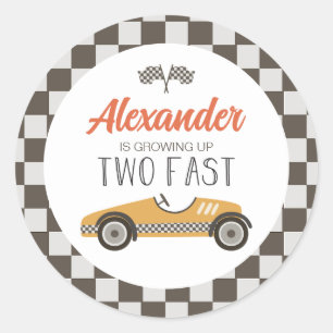 Sticker Rond Deux Anniversaire de voiture de course rapide