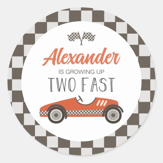 Sticker Rond Deux Anniversaire de voiture de course rouge rapid (Devant)