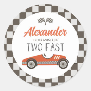 Sticker Rond Deux Anniversaire de voiture de course rouge rapid