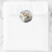 Sticker Rond Deux bagues mariages sur un coussin blanc (Sac)