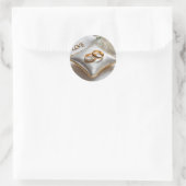 Sticker Rond Deux bagues mariages sur un coussin blanc (Sac)
