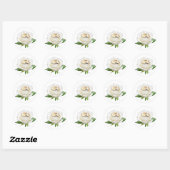 Sticker Rond Deux bagues mariages sur une rose blanche (Feuille)