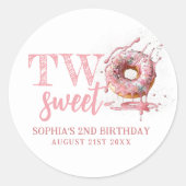 Sticker Rond Deux beignets roses douces fille 2e anniversaire (Devant)