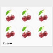 Sticker Rond Deux cerises douces (Feuille)