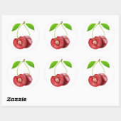 Sticker Rond Deux cerises douces (Feuille)