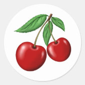 Sticker Rond Deux cerises rouges (Devant)