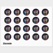 Sticker Rond Deux chatons Steampunk posent (Feuille)