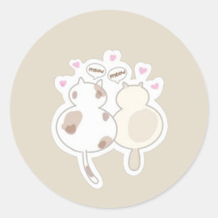 Sticker Rond deux chats adorables